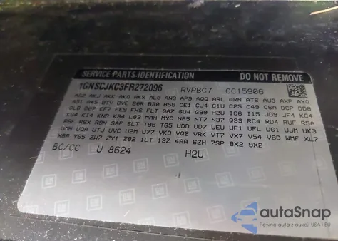 2015 Chevrolet Suburban Lt z USA, uszkodzony, nr VIN 1GNSCJKC3FR272096